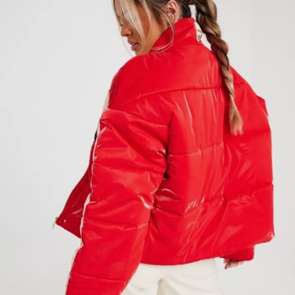 ADIDAS ORIGINALS RED PUFFER JACKET NWT. MADE WITH RECYCLED MATERIALS - Picture 3 of 5